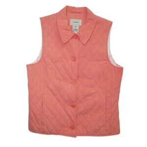 L.L. Bean Women's Quilted Coral Vest Size Small Reg – Button Front Lightweight
